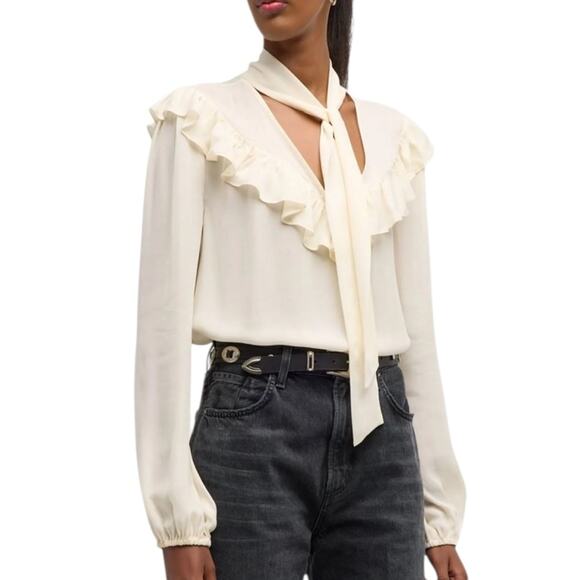 NWOT Paige Katya Antique White Ruffle Blouse – Sz Small - Picture 1 of 9